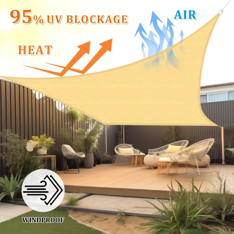 Shade&Beyond Rectangle Sun Shade Sail 12'X16' Permeable Canopy Sand for Patio Garden Yard Deck Pergola (We Make Custom Size) - Image 2